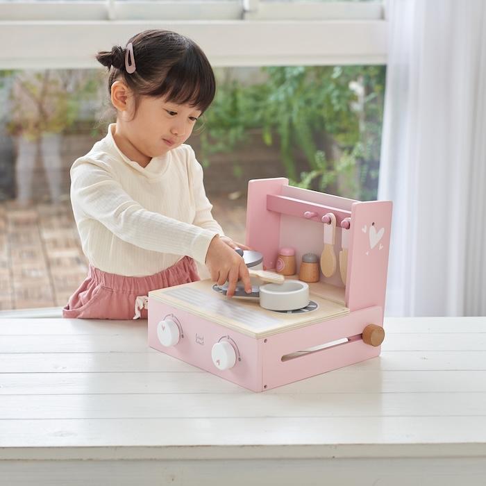 知育玩具 3歳 木製 ままごと フォルダブルクッカー キッチン おもちゃ 2色展開 ピンク ラテ 誕生日プレゼント 出産祝い 男の子 女の子 |  | 02