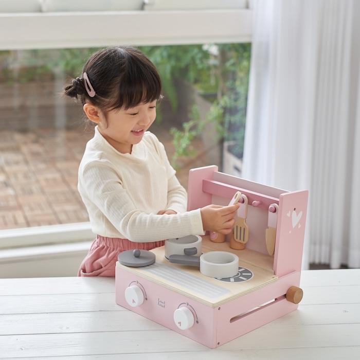 知育玩具 3歳 木製 ままごと フォルダブルクッカー キッチン おもちゃ 2色展開 ピンク ラテ 誕生日プレゼント 出産祝い 男の子 女の子 |  | 03