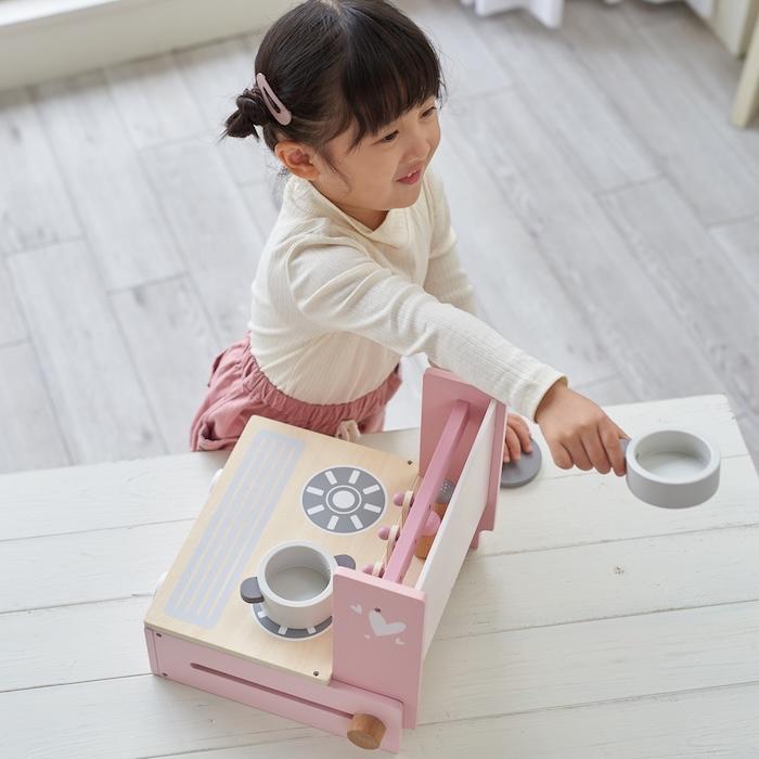 知育玩具 3歳 木製 ままごと フォルダブルクッカー キッチン おもちゃ 2色展開 ピンク ラテ 誕生日プレゼント 出産祝い 男の子 女の子 |  | 05