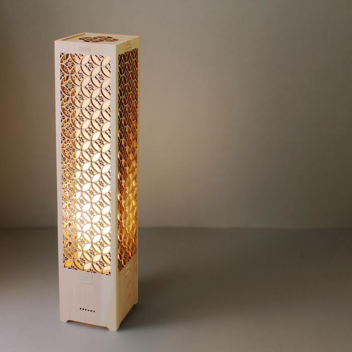 LEDスタンドライト 和風 おしゃれ 日本灯 煌 七宝花角 H60cm ヒノキ