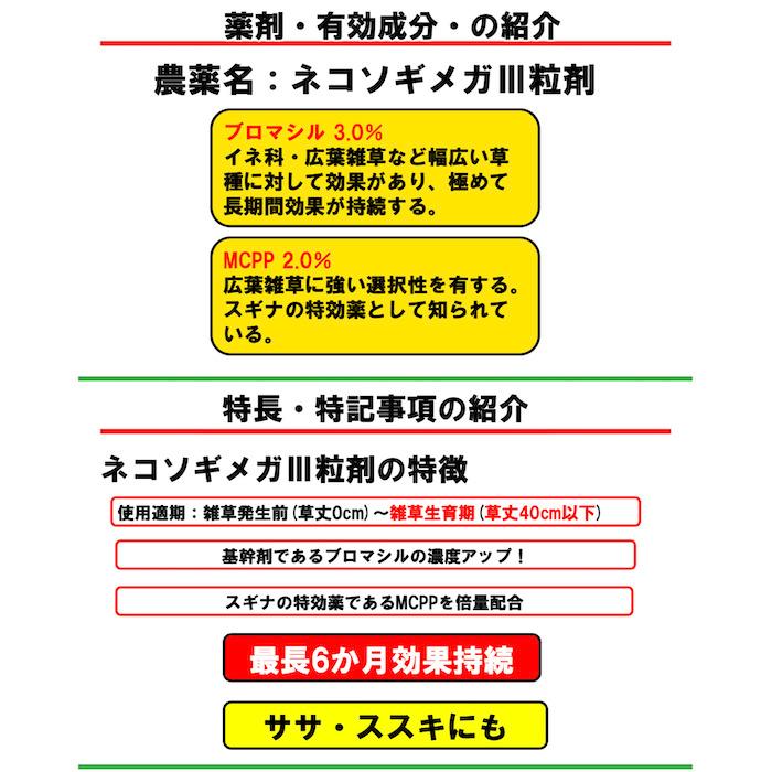 除草剤 顆粒 強力 ネコソギメガ粒剤3 7kg×3袋 21kg 4200平米 最長6ヶ月 W効果業務用 太陽光発電所 駐車場 スギナ ササ |  | 03