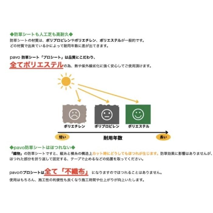 人工芝pavo専用 防草シート プロシート プレミアム 幅2m×長さ25m 2mmの厚手仕様 遮光率99.9%以上 高密度不織布の画像