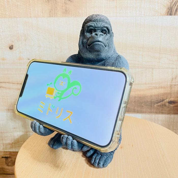 スマホスタンド 卓上 黒ゴリラ 置物 おもしろ 動物 アニマル