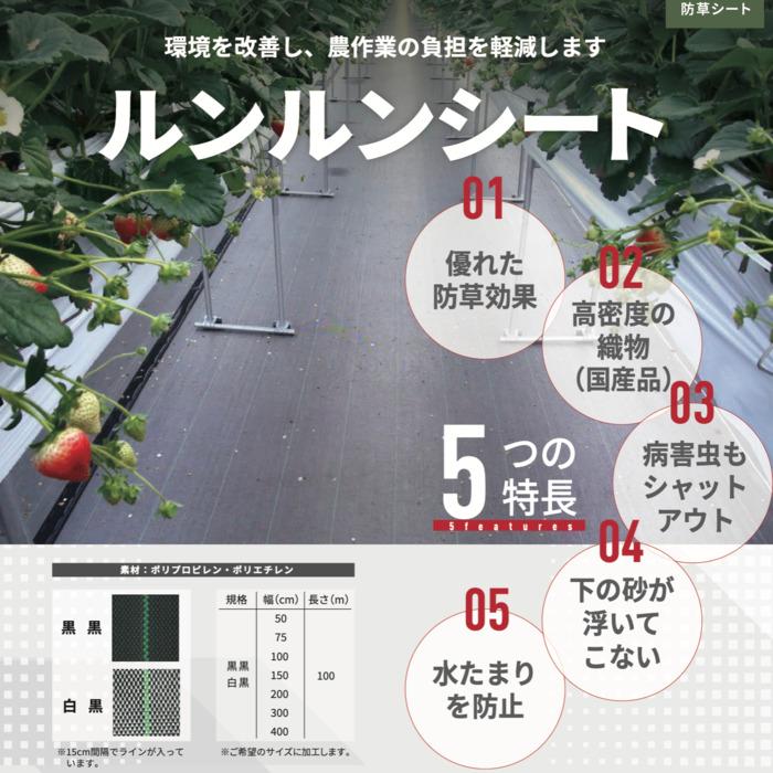 ルンルンシート 白黒 1m×100m 防草シート 農用 草抑え 除草シート 雑草