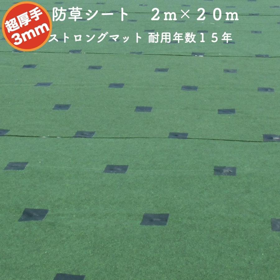 高耐久 超厚手強力防草シート 2m×20m 厚み3mm ストロングマット