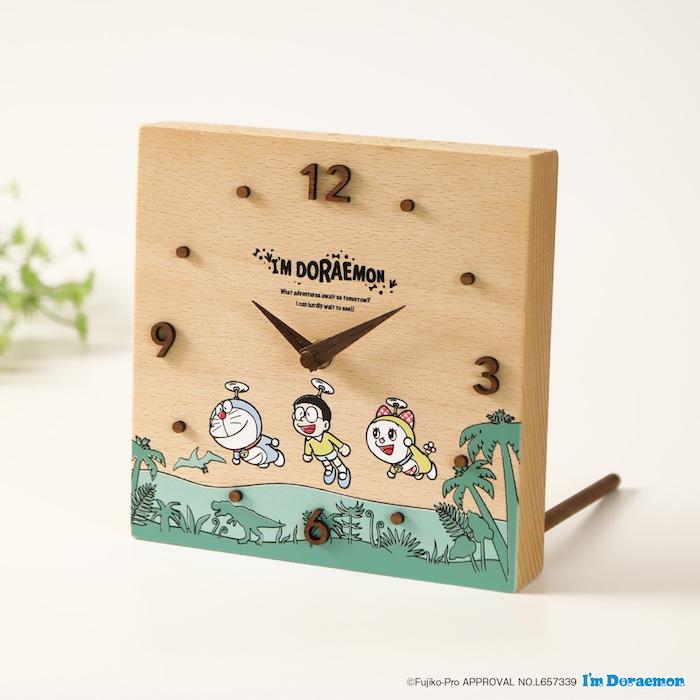 壁掛け時計 木製 アイムドラえもん 恐竜さんぽ キャラクター おしゃれ かわいい 木 アナログ インテリア リビング 日本製 プレゼント ギフト 寝室 部屋 置き時計 | 