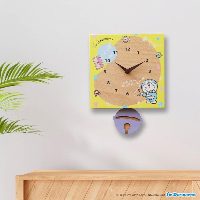 壁掛け時計 木製 アイムドラえもん 音楽さんぽ キャラクター おしゃれ