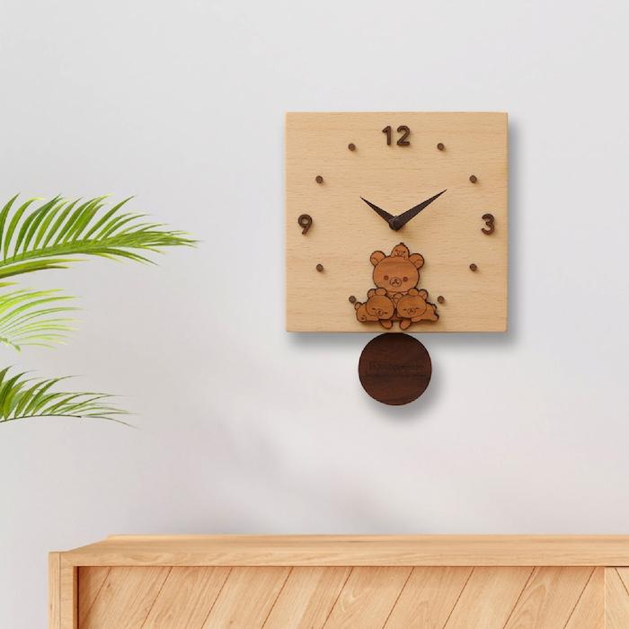 壁掛け時計 木製 リラックマ くつろぎ キャラクター おしゃれ かわいい