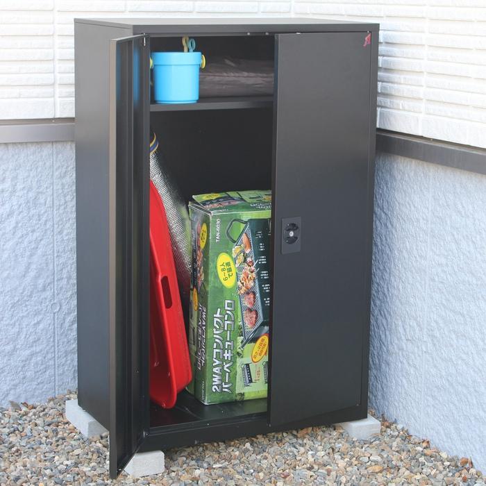 物置 屋外 スチール収納庫 鍵付き 両扉式 Lサイズ 大容量 APET TAN