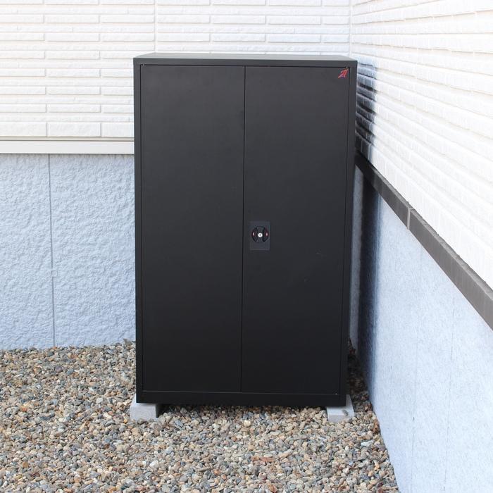 タイヤ収納庫 物置 屋外 鍵付き 4本収納 スチール マットブラック 大