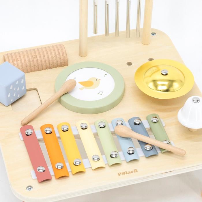 誕生日プレゼント PolarB ポーラービー ミュージックテーブル 楽器 おもちゃ 音の出るおもちゃ シロフォン ドラム たいこ ギロ チャイム | PolarB | 17