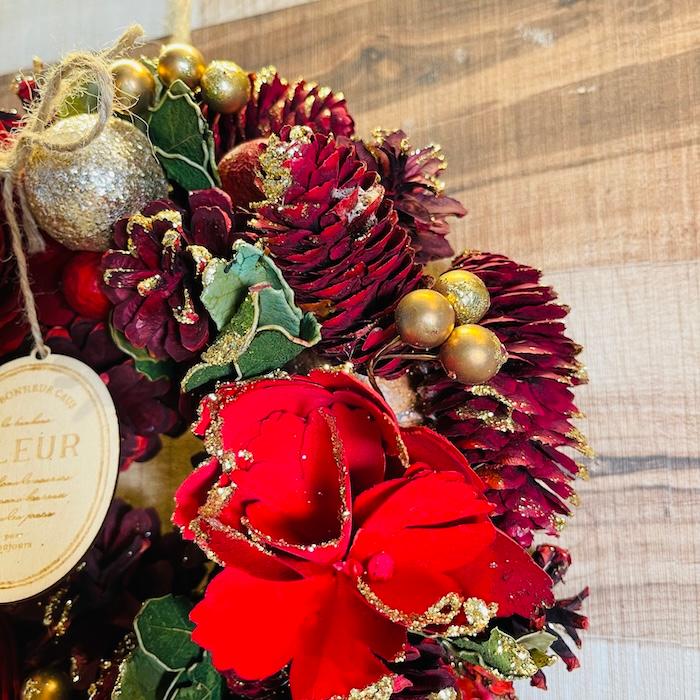 お花のナチュラルリース Mサイズ 約25cm 玄関 北欧 ドア 紙スタンド