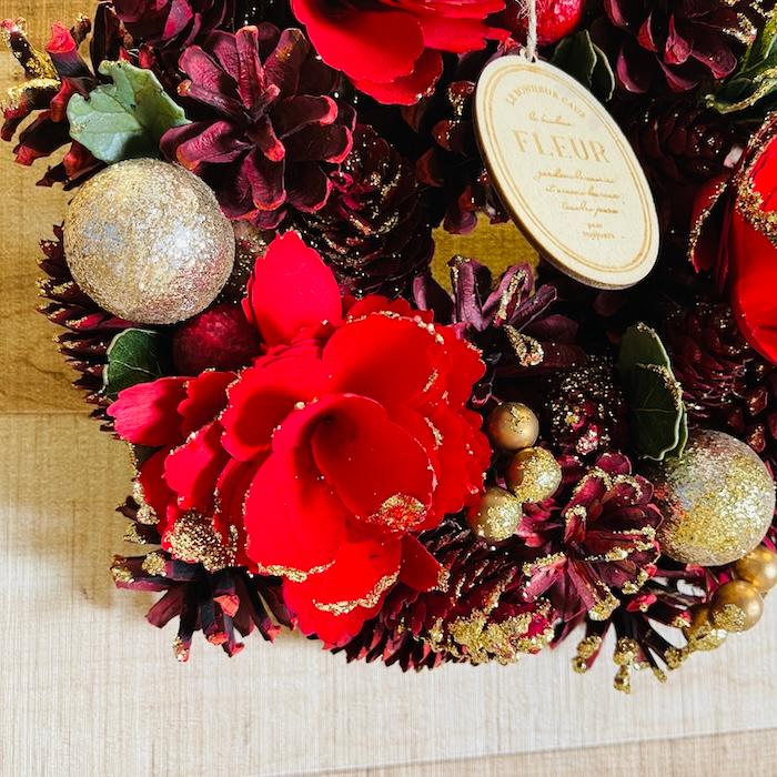 ドライフラワー　クリスマスオブジェ　クリスマスリース　インテリア　インテリア お花のナチュラルリース Mサイズ 約25cm 玄関 北欧 ドア 紙スタンド