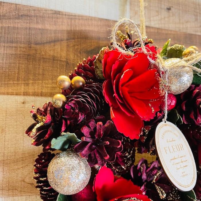 お花のナチュラルリース Mサイズ 約25cm 玄関 北欧 ドア 紙スタンド