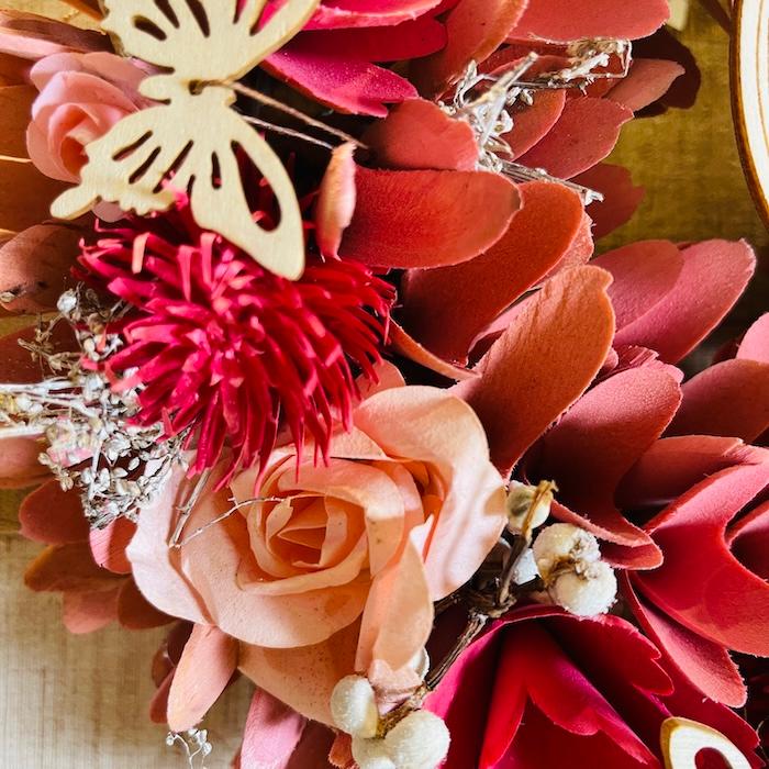 お花のナチュラルリース Mサイズ 約25cm 玄関 北欧 ドア 紙スタンド