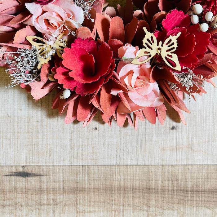 お花のナチュラルリース Mサイズ 約25cm 玄関 北欧 ドア 紙スタンド