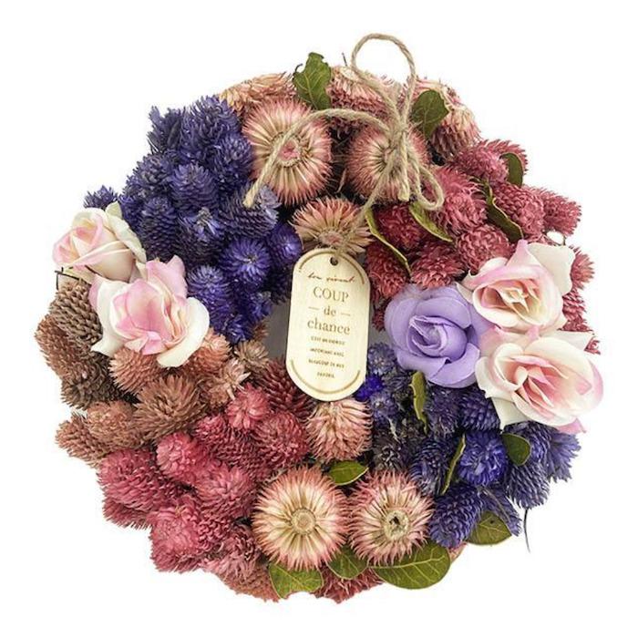 お花のクリスマスリース Mサイズ 約25cm 玄関 ドア 紙スタンド付き ドライフラワー おしゃれ 造花 高級 豪華 飾り |  | 06