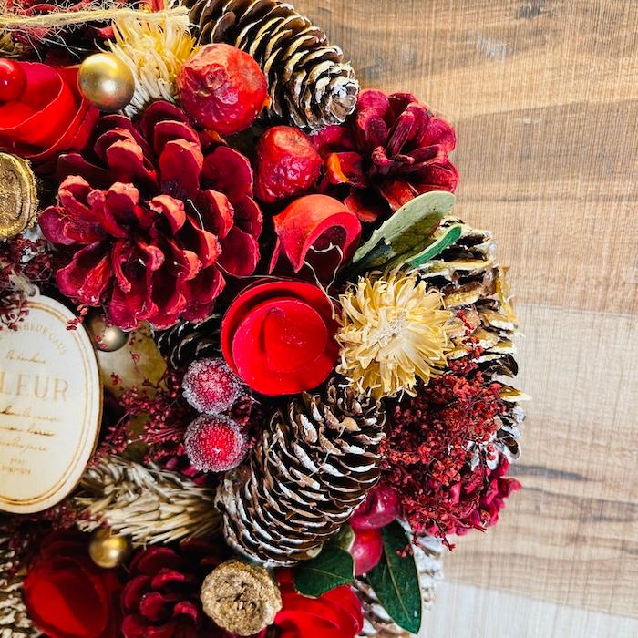 お花のナチュラルリース Mサイズ 約25cm 玄関 北欧 ドア 紙スタンド