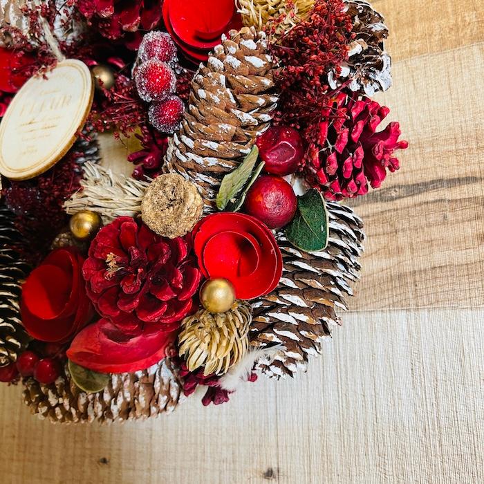 お花のナチュラルリース Mサイズ 約25cm 玄関 北欧 ドア 紙スタンド