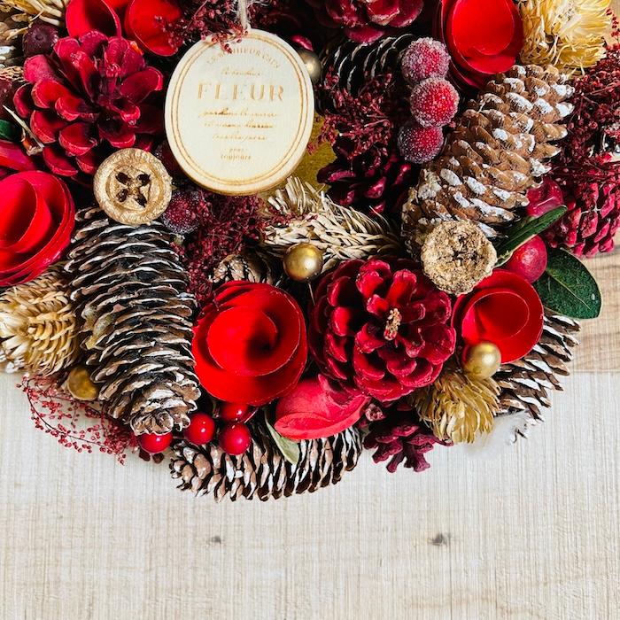 お花のナチュラルリース Mサイズ 約25cm 玄関 北欧 ドア 紙スタンド