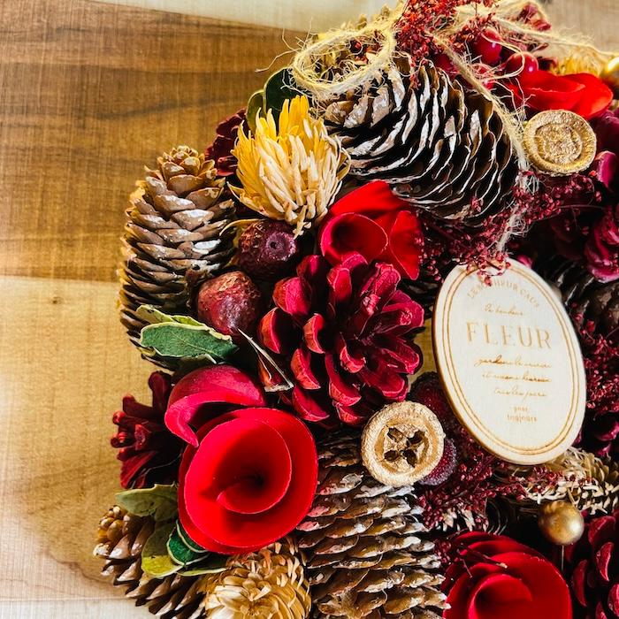 お花のナチュラルリース Mサイズ 約25cm 玄関 北欧 ドア 紙スタンド