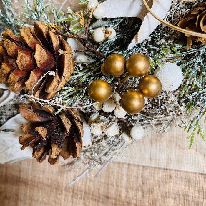 お花のナチュラルリース Lサイズ 約33cm 玄関 北欧 ドア 紙スタンド