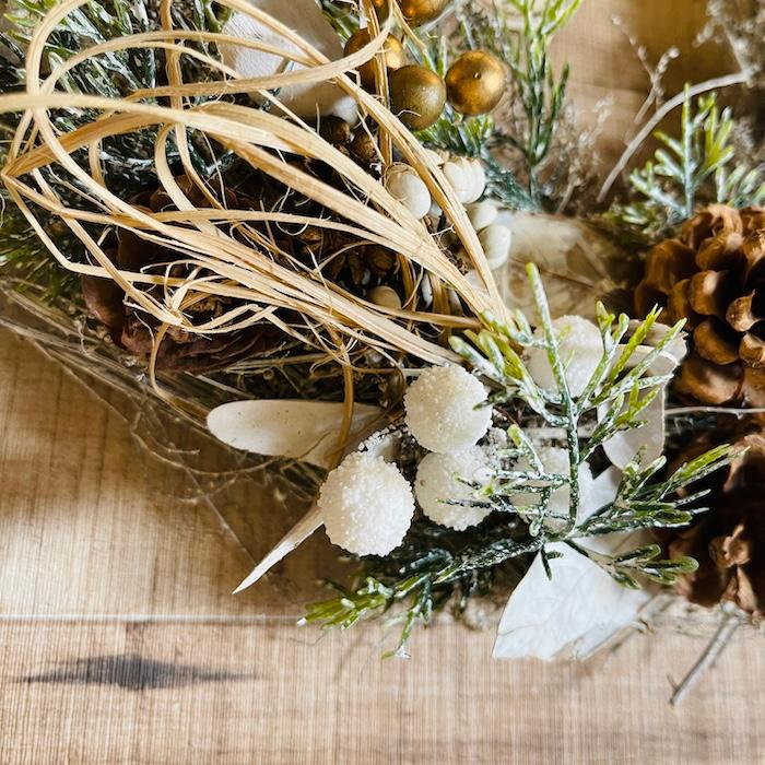 お花のナチュラルリース Lサイズ 約33cm 玄関 北欧 ドア 紙スタンド