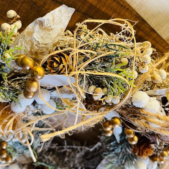 お花のナチュラルリース Lサイズ 約33cm 玄関 北欧 ドア 紙スタンド