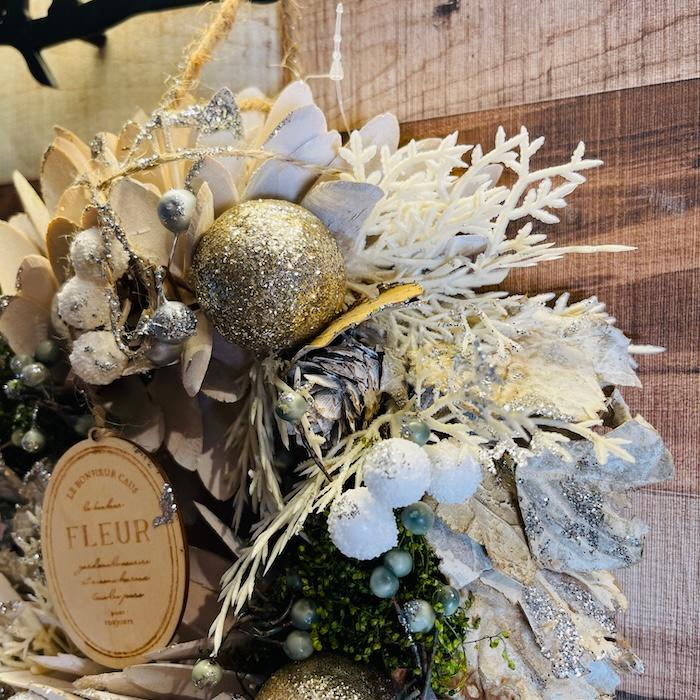 お花のナチュラルリース Mサイズ 約25cm 玄関 北欧 ドア 紙スタンド