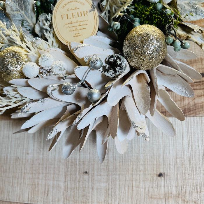 ドライフラワー リース ナチュラル クリスマスリース インテリア お花のナチュラルリース Mサイズ 約25cm 玄関 北欧 ドア 紙スタンド