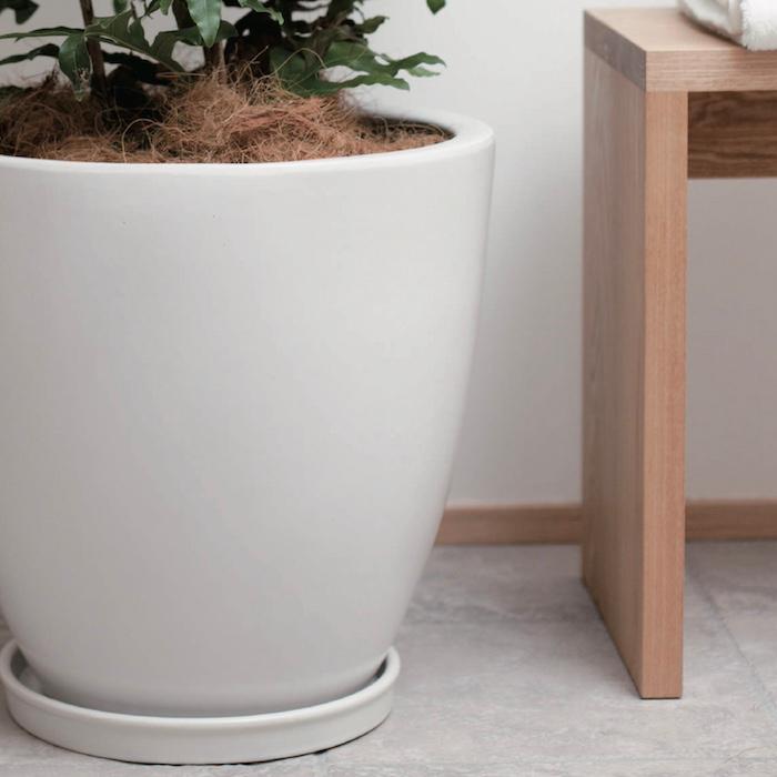 白い鉢植え 植木鉢 おしゃれ 陶器鉢 オストボールM 17cm 4号 受け皿あり 白 鉢