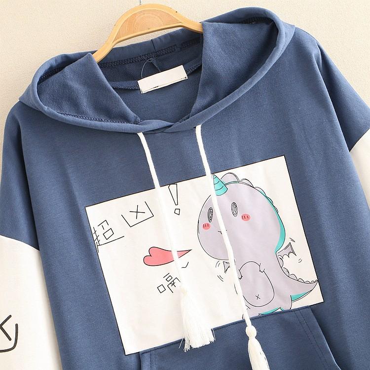 森ガール Tシャツ パーカー フード付き 半袖 怪獣 イラスト レディース Sy みどりショップ 通販 Yahoo ショッピング
