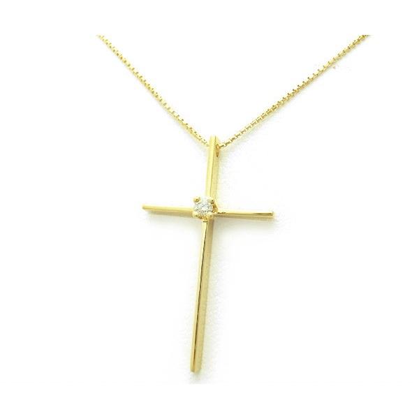 スタージュエリー　ダイヤモンドクロスネックレス　0.05ct　K18YG