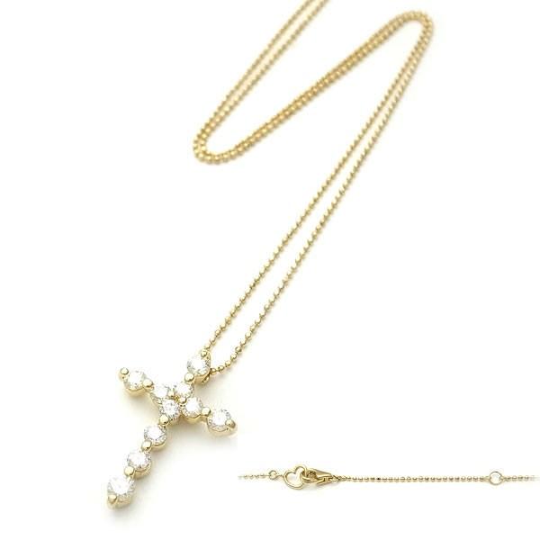 緑屋質屋】ポンテヴェキオ ダイヤクロスネックレス 1.01ct K18YG【中古 