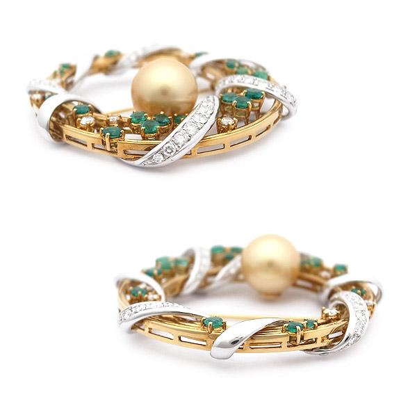 緑屋質屋】田崎(タサキ・TASAKI) ゴールデンパール・エメラルド  