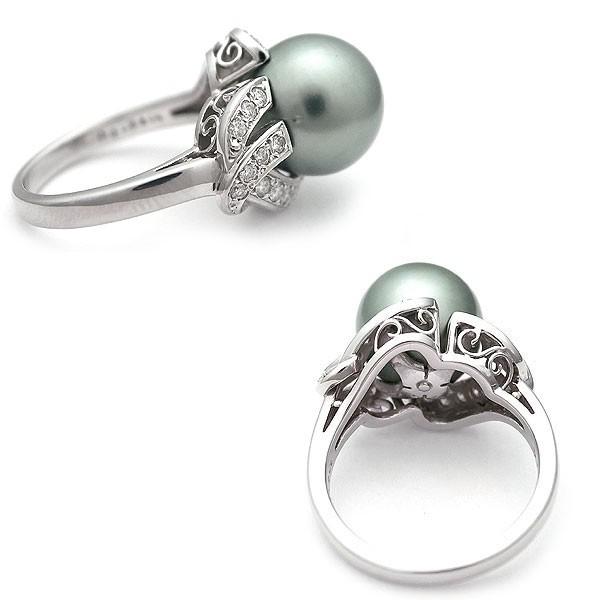 【極美品】ミキモト パール リング 8.5㎜珠 ダイヤモンド pt950 緑屋質屋】ミキモト ブラックパール・ダイヤリング 10.8mm Pt950【中古