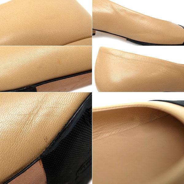 緑屋質屋】シャネル G31321 パンプス #36C レザー/ベージュxブラック