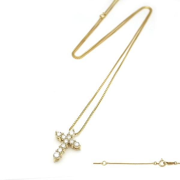 k18 YG ダイヤモンドクロスペンダント0.35ct 3.4g