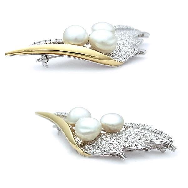 緑屋質屋】ミキモト バロックパール ダイヤモンド ブローチ 10.3mm