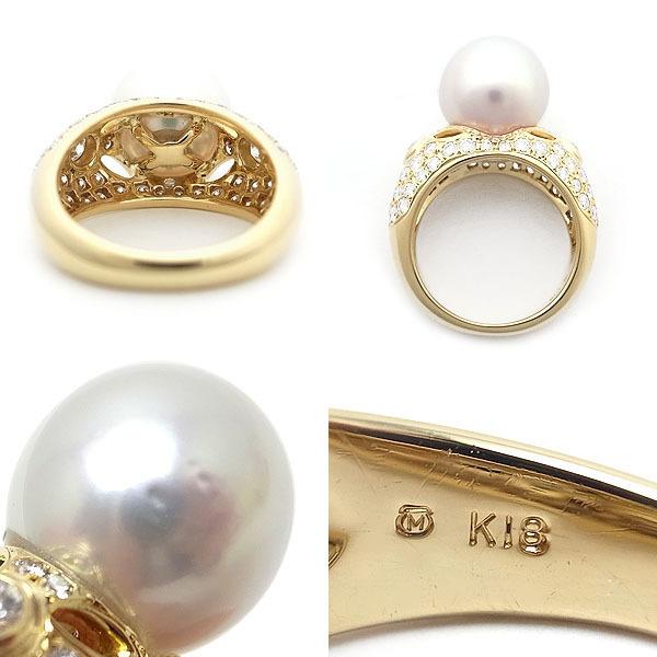 緑屋質屋】ミキモト 南洋パール リング 11.8mm ダイヤ1.07ct K18YG