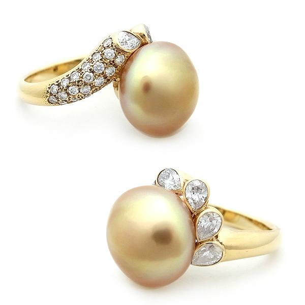 緑屋質屋】ミキモト 南洋ゴールデンパール リング バロックパール14.1