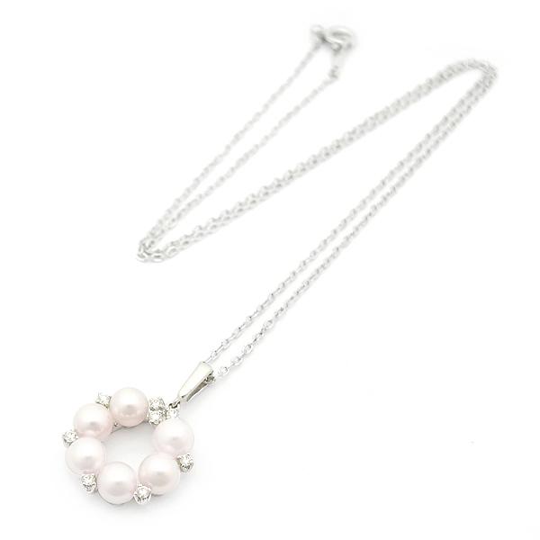 緑屋質屋】ミキモト パール ネックレス 7.3mm ダイヤ入り K18WG/SV925 
