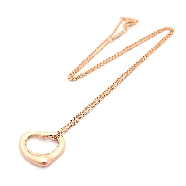 緑屋質屋】ティファニー オープンハート ネックレス K18RG 16mm エルサ  