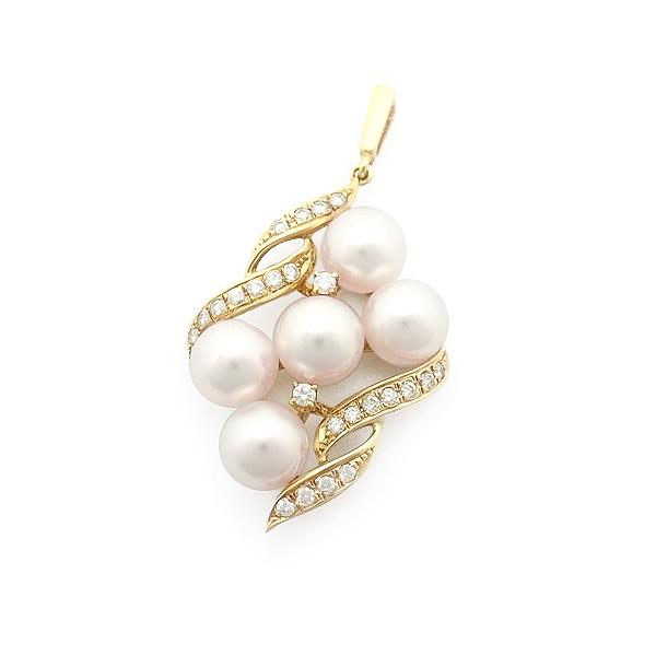 緑屋質屋】ミキモト パール・ダイヤ ペンダントヘッド 6.5mm K18YG 