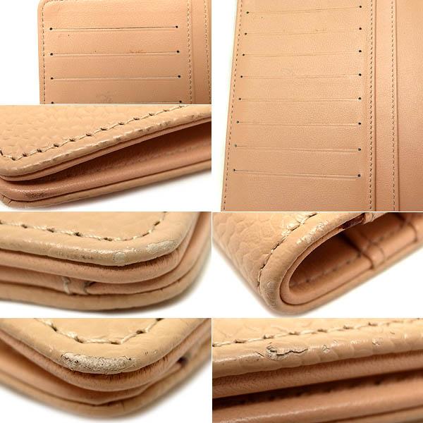 緑屋質屋】シャネル A48651 2つ折り長財布 キャビアスキン/ベージュ  