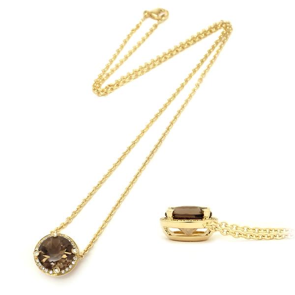 緑屋質屋】ポアレ スモーキークォーツ・ダイヤ ネックレス K18YG  