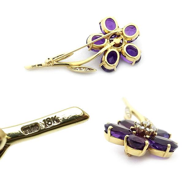 緑屋質屋】ティファニー アメジスト・ダイヤモンド フラワーモチーフ