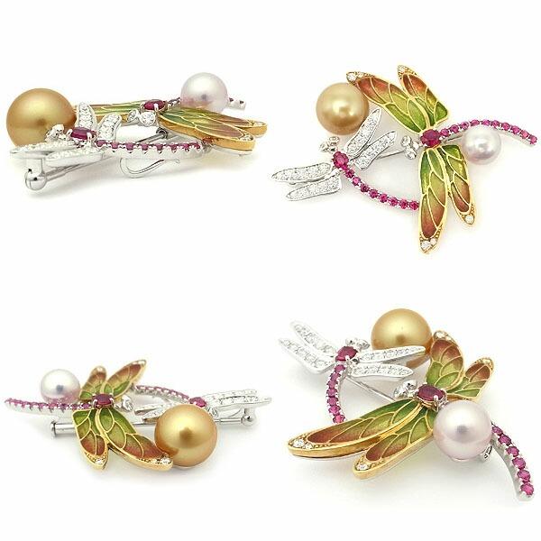 緑屋質屋】ミキモト パール・七宝・ダイヤ ブローチ兼ペンダント