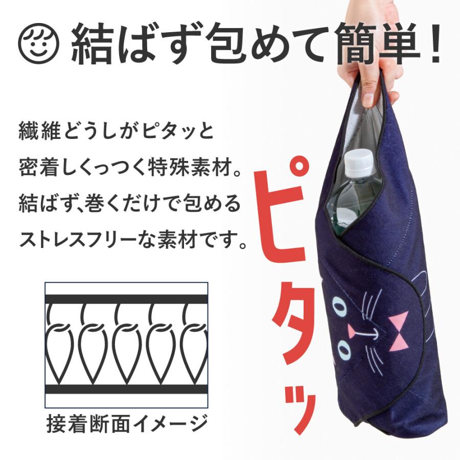 ピタッとくっつく 保冷温クロス 2枚セット ランチバッグ お弁当袋 黒猫