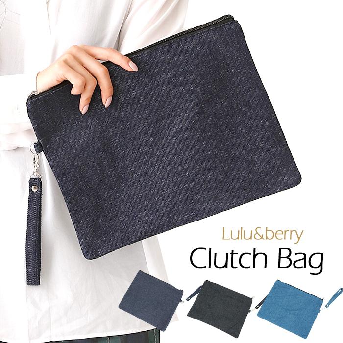 クラッチバッグ メンズ レディース デニム クラッチ 大きめ Lulu Berry ファスナーポーチ フラットポーチ Ar Dnclm メール便送料無料 Ar Dncl 628m みどりや 通販 Yahoo ショッピング